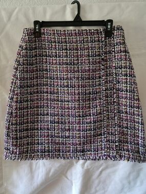 Ann Taylor Pink, Black & White Tweed Mini Skirt